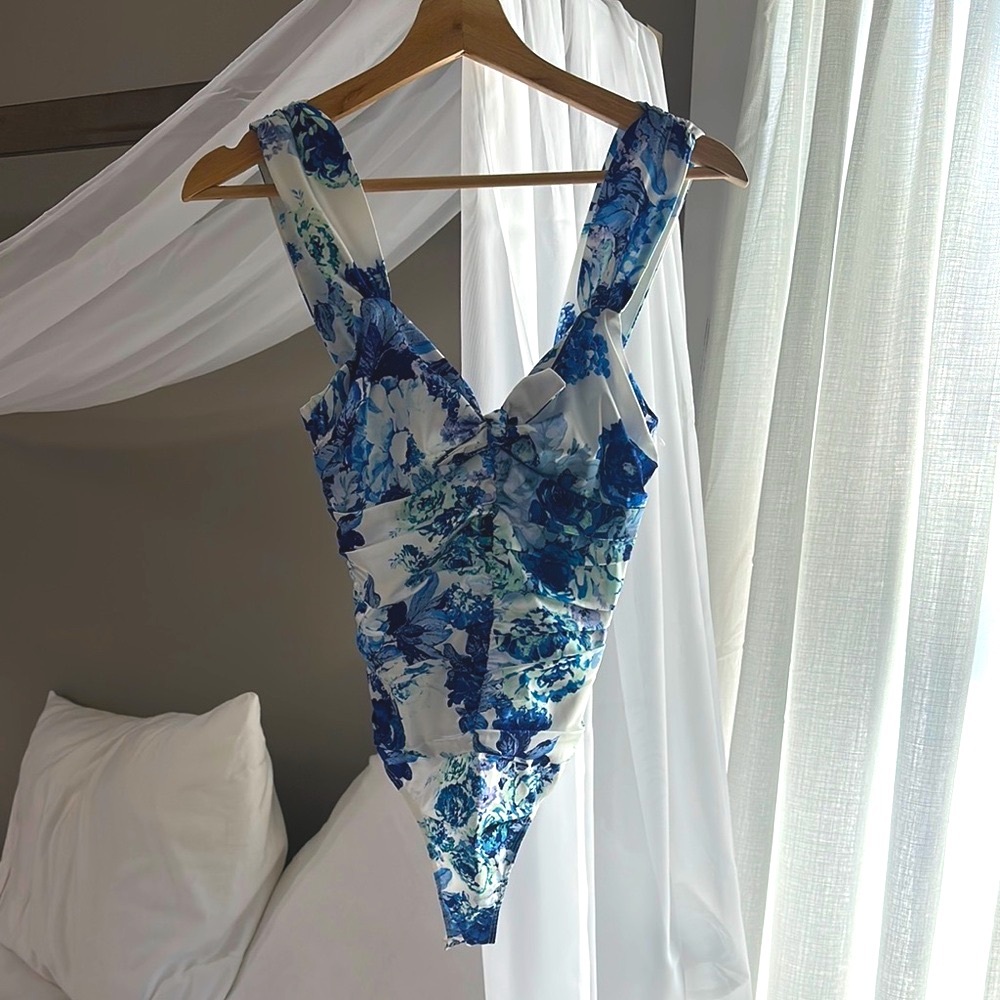 Blue Floral bodysuit For Love and Lemons